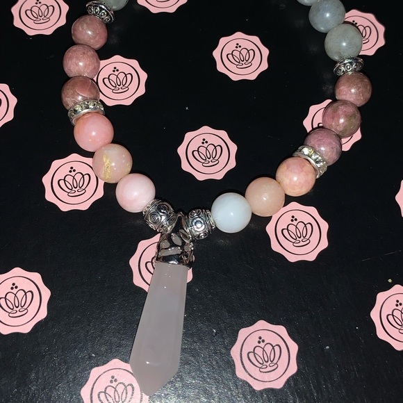 🪬2/$25🪬 New “Ultimate Healer” SS Rose Quartz Point & 8mm Rhodonite Bracelet - Picture 6 of 16